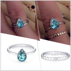 2 silver rings by fragrant Jewels stackable from the Summer bliss collection NEW
